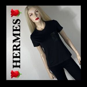 HERMES EMBROIDERED POCKET TEE